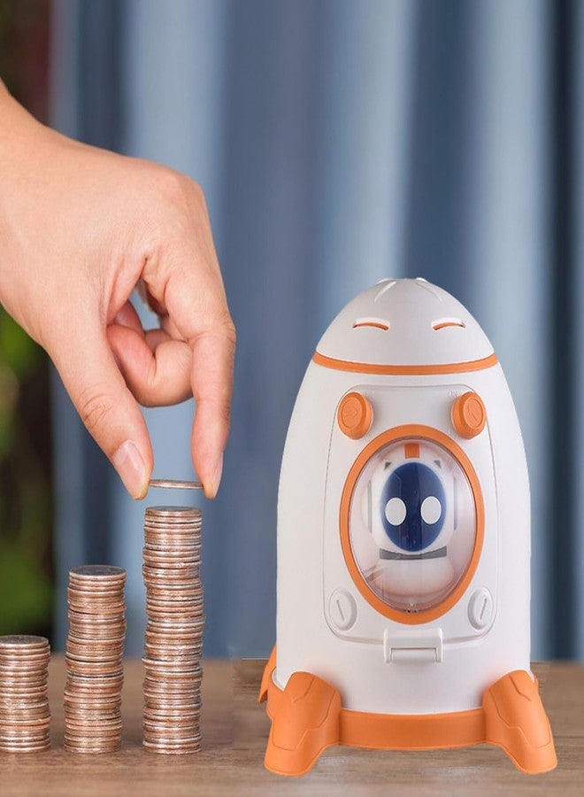 Sajani Creative Cartoon Design Money Bank, Money Saving Bank with Coin Slot, Plastic Piggy Bank for Boys & Girls (Pack of 1) (Astronaut Piggy Bank -Orange) - Image 3